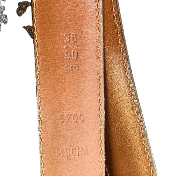 Coach Mocha Leather Dress Belt Men's Burnished Cowhide Brass Buckle 36" x 1" Y2K - Picture 7 of 7